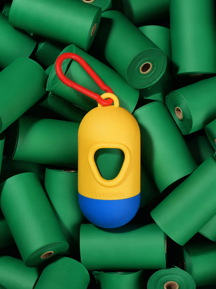 Vetreska Chroma Poop Bags & Dispenser Set Yellow - 1 Cata Caca + 1 Rolo