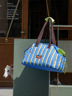 Bolsa de Transporte para Pets Listras Retrô Azul - Zeze