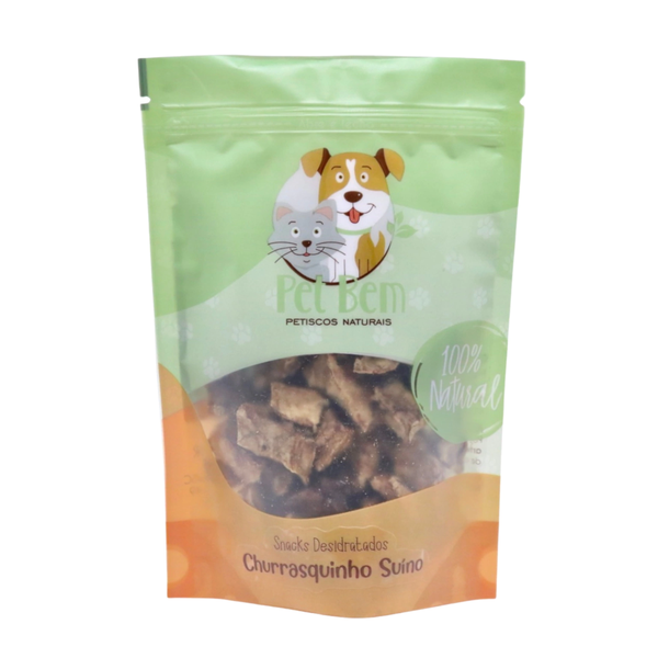 Petisco Natural Para Cães Pet Bem Churrasquinho Suino 60g