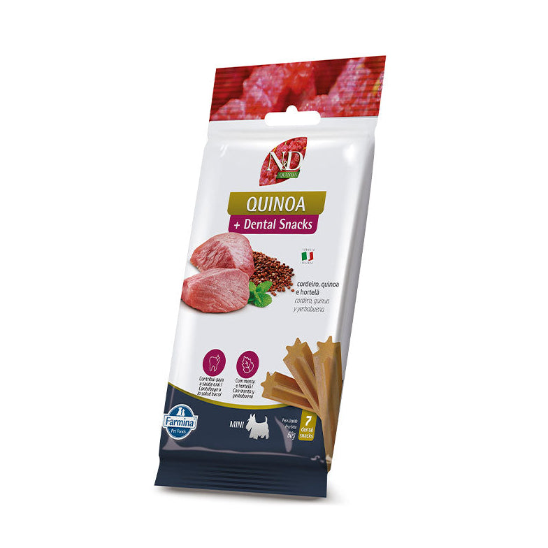 N&D Dental Snack Hálito Fresco Cordeiro, Quinoa e Hortelã para Cães - Porte Mini e Pequeno 60g
