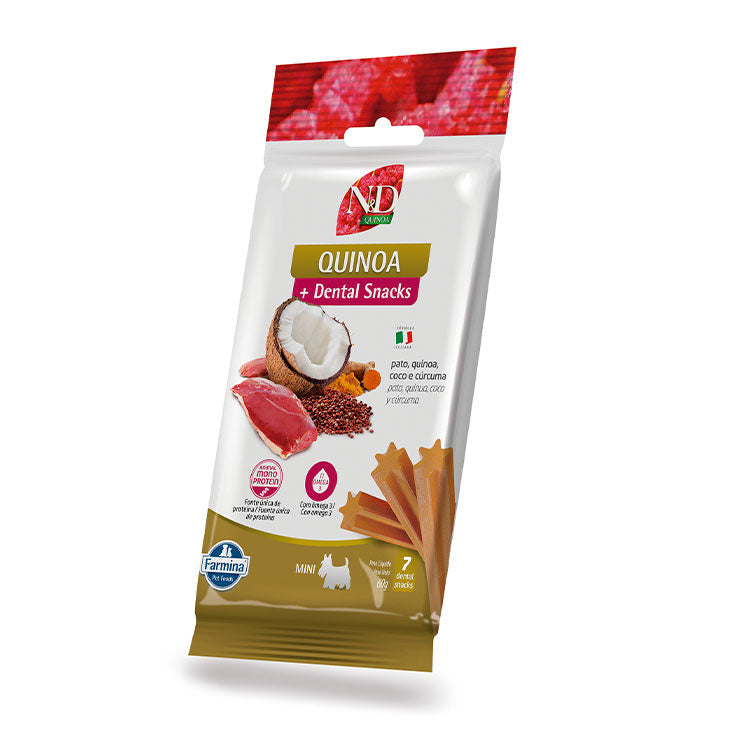 N&D Dental Snack Quinoa Pato Única Fonte de Proteína Animal para Cães - Porte Mini e Pequeno 60g