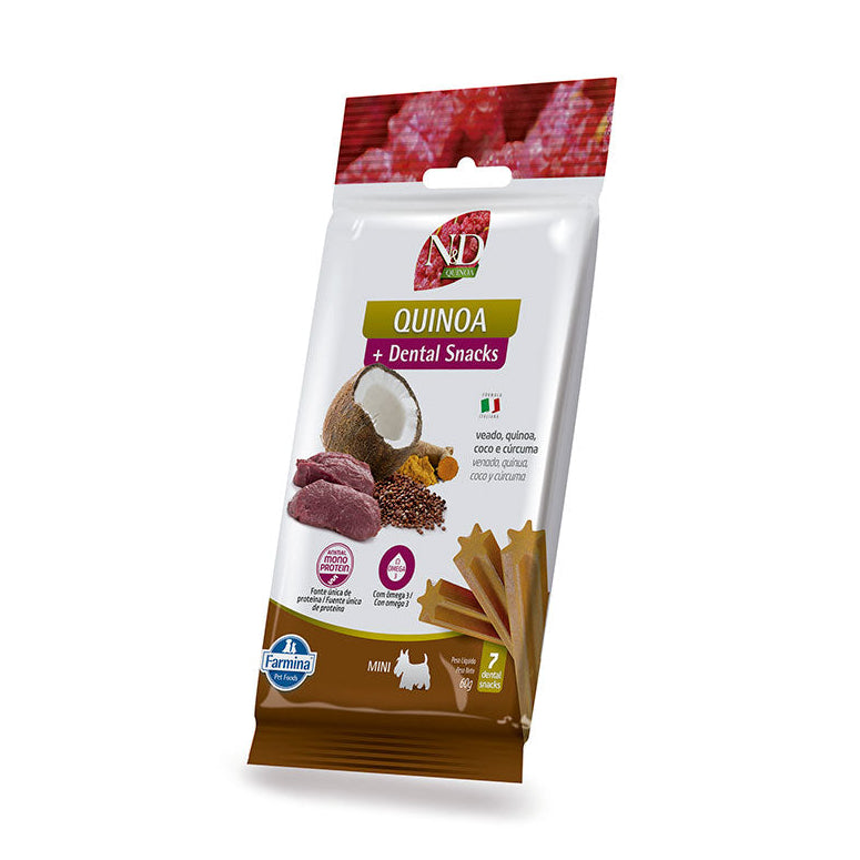 N&D Dental Snack Quinoa Veado Única Fonte de Proteína Animal para Cães - Porte Mini e Pequeno 60g