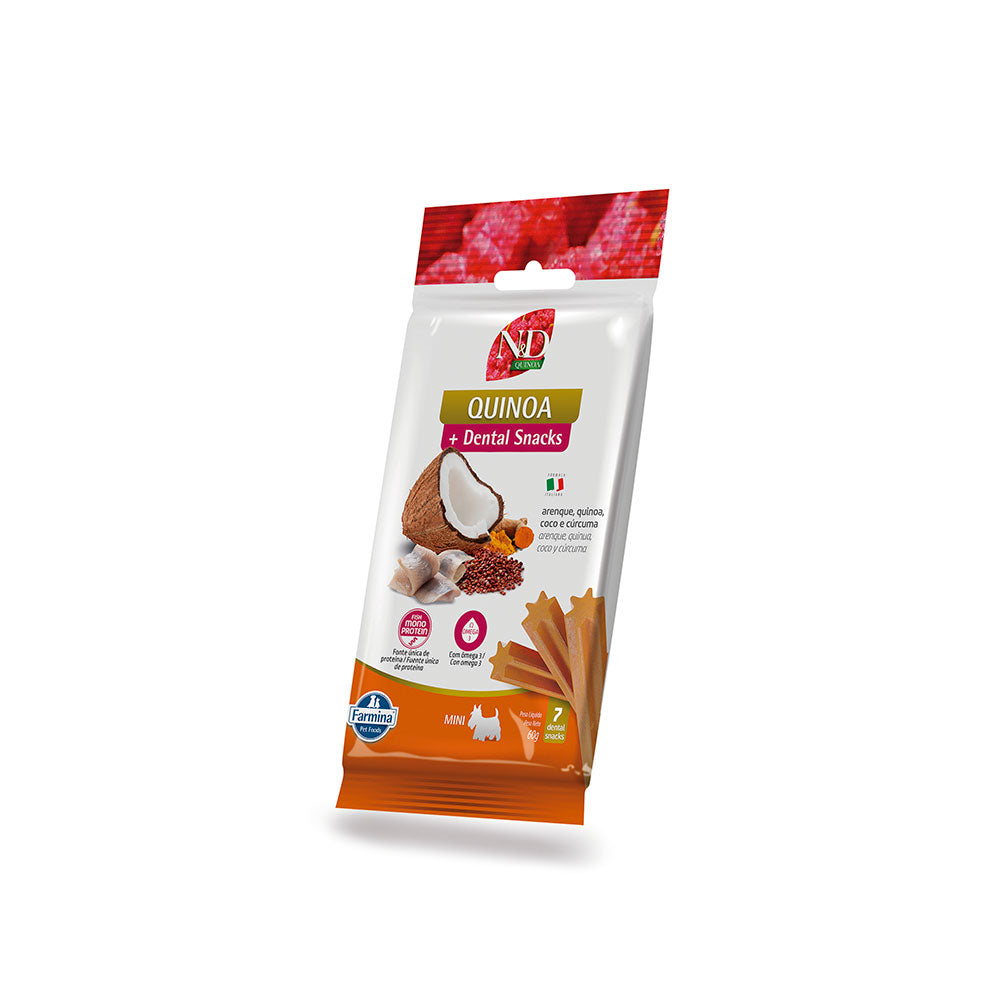 N&D Dental Snack Quinoa Arenque Única Fonte de Proteína Animal para Cães - Porte Mini e Pequeno 60g