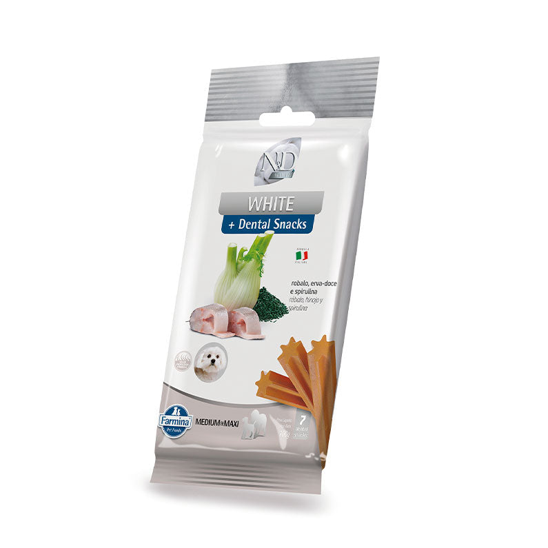 N&D Dental Snack White Para Cães Adultos - Porte Mini e Pequeno Pelagem Branca 60g