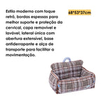 Cama Sofá para Pets Vintage Xadrez com Lateral Retrátil - Zeze