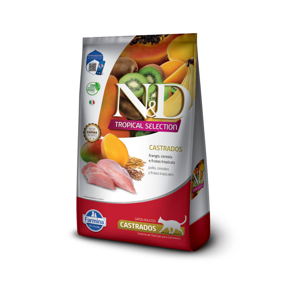 Ração Farmina N&D Tropical Selection para Gatos Castrados Sabor Frango, Cereais e Frutas Tropicais 400g
