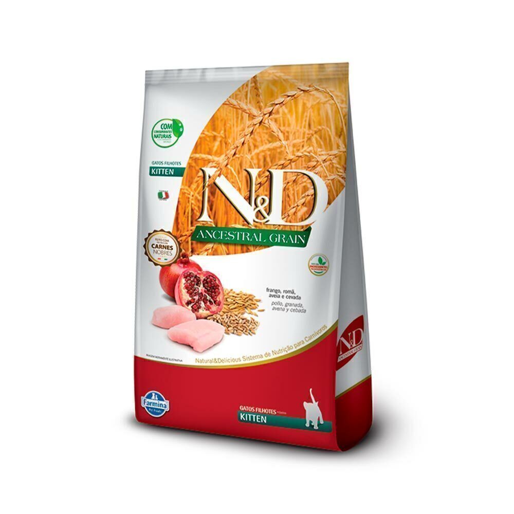 Ração Farmina N&D Ancestral Grain para Gatos Filhotes Sabor Frango, Romã, Aveia e Cevada 400g