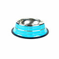 Comedouro Listrado Inox Azul Jambo