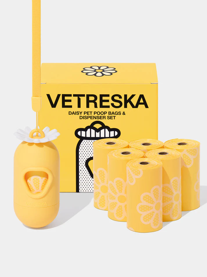 Vetreska Daisy Poop Bags & Dispenser Set Daisy - 1 Cata Caca + 7 Rolos
