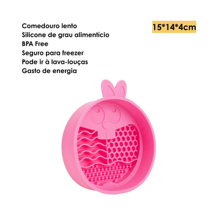 Comedouro Lento de Silicone para Pets Coelho QMonster