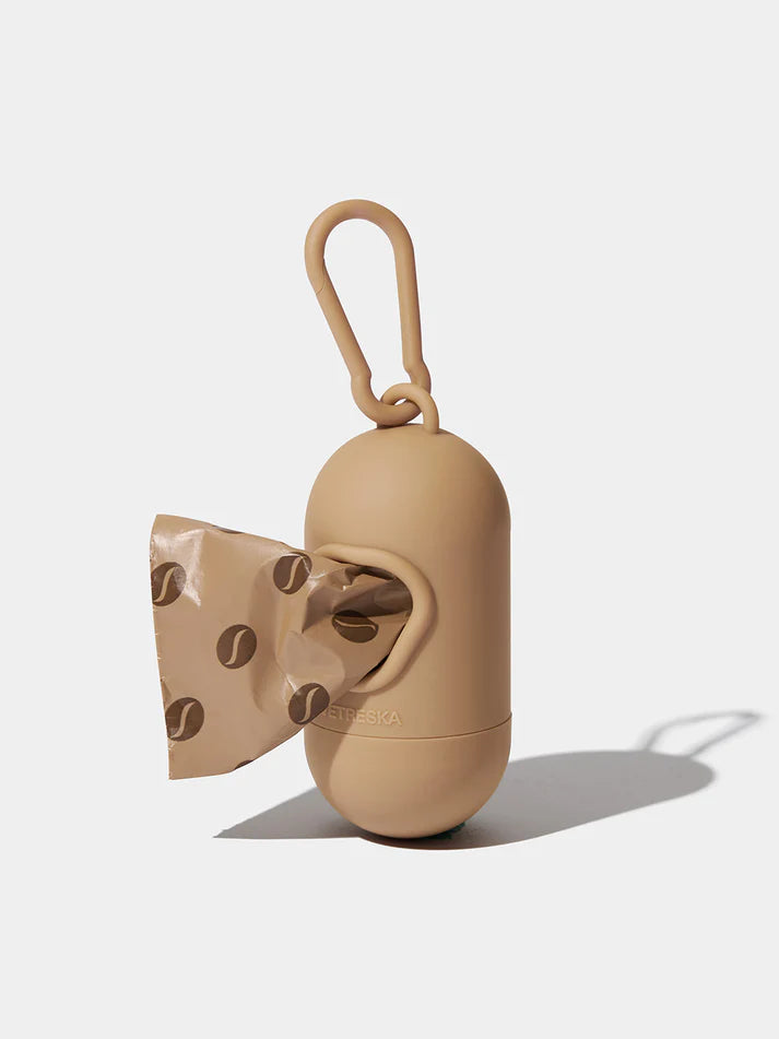 Vetreska Coffee Poop Bags & Dispenser Set - 1 Cata Caca + 1 Rolo