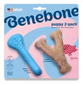 Benebone Puppy 2-Pack Rubber Osso de Borracha e Wishbone Bacon