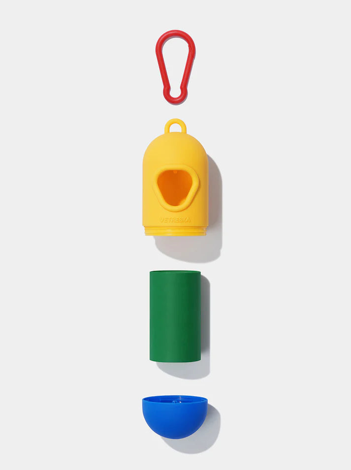 Vetreska Chroma Poop Bags & Dispenser Set Yellow - 1 Cata Caca + 1 Rolo