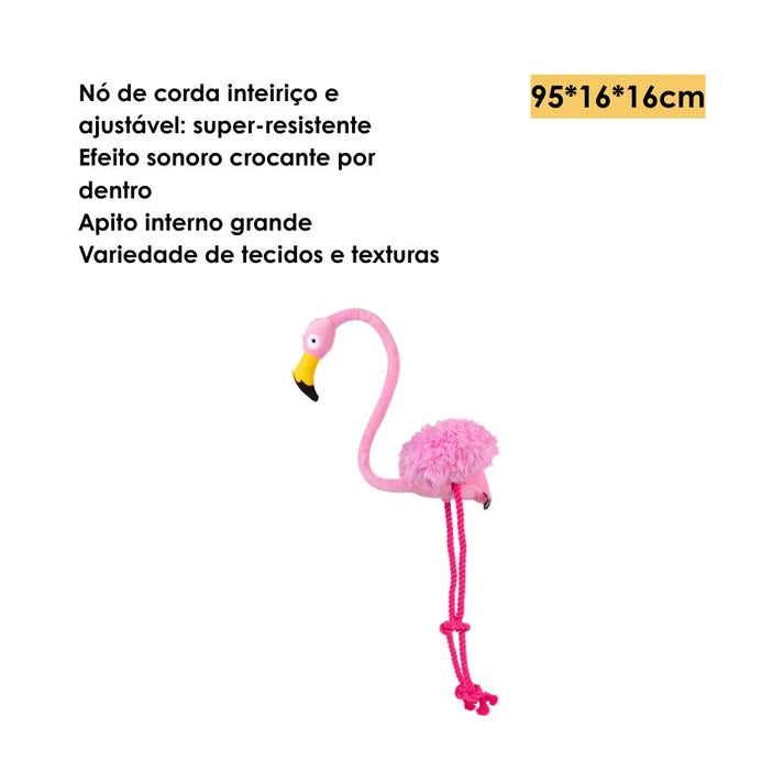 Brinquedo Interativo com Corda Flamingo Rosa Qmonster