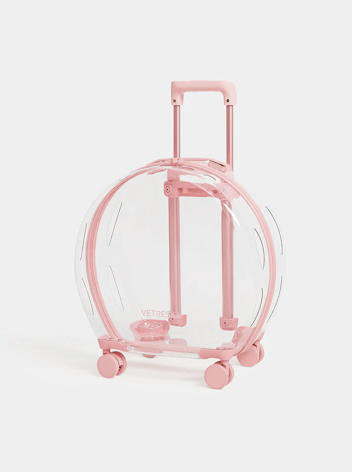 Vetreska Bubble Pet Carrier Pink and Transparent - Mochila com Rodinhas