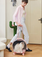 Vetreska Bubble Pet Carrier Pink and Transparent - Mochila com Rodinhas