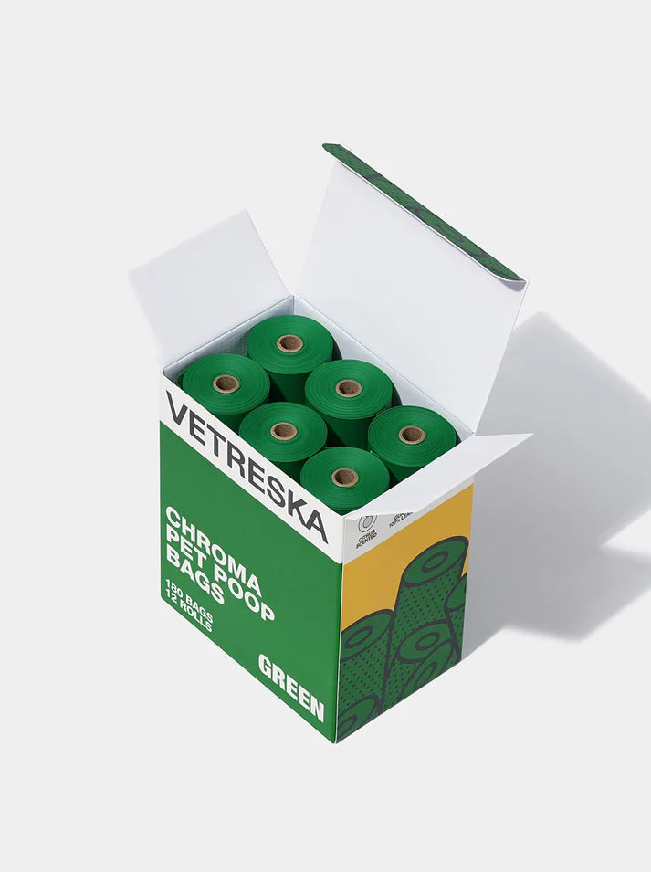 Vetreska Chroma Poop Bags Green – Conjunto de Sacos Cata Caca 12 Rolos