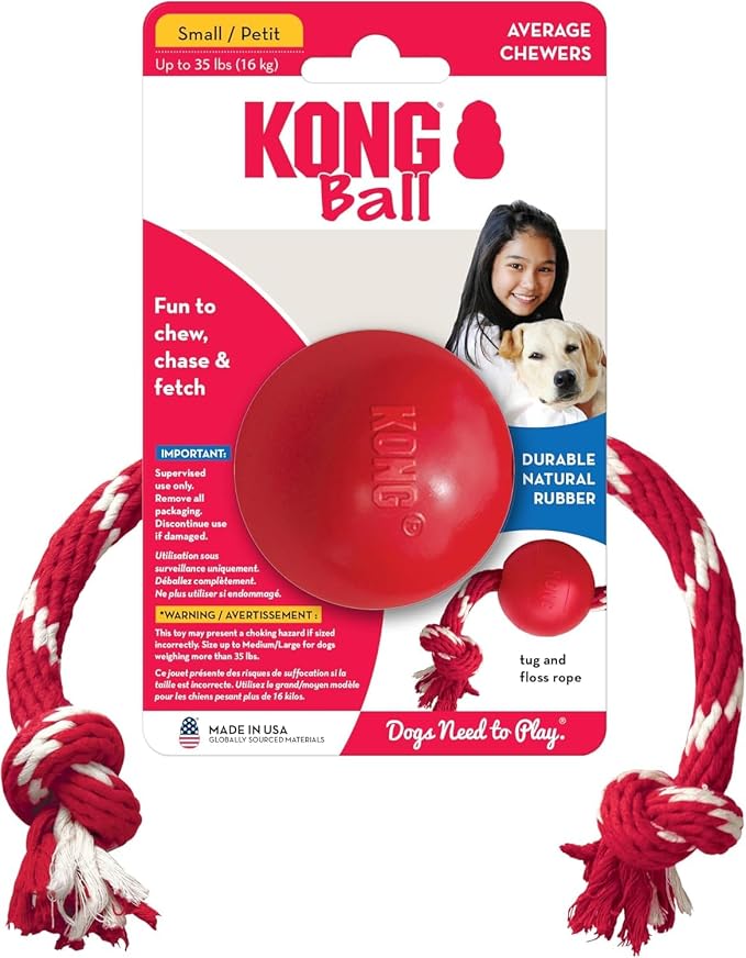 Brinquedo KONG Bola com Corda para Cães de até 16 kg
