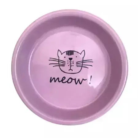 Comedouro de Porcelana Gato Meow Lilás