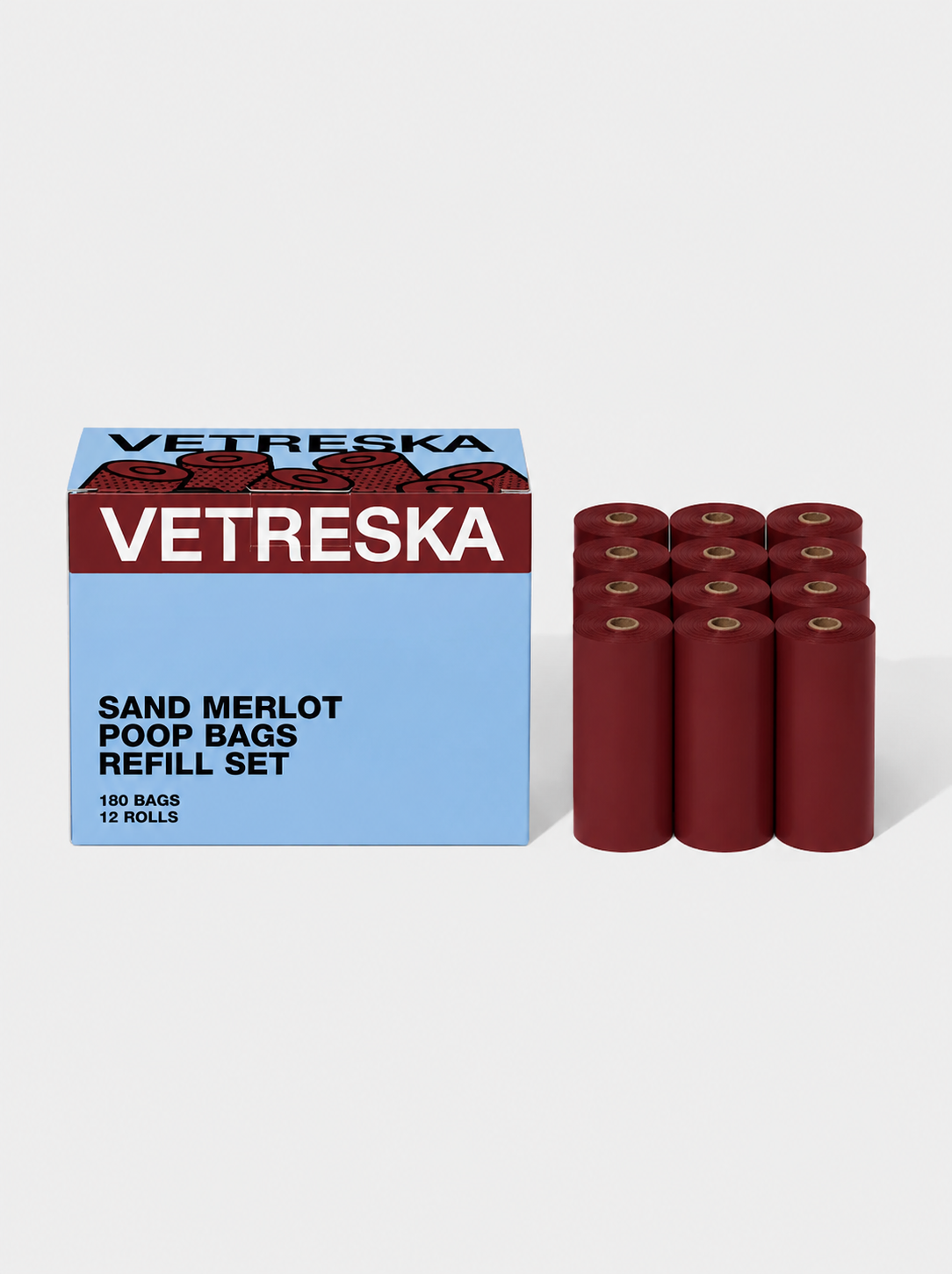 Vetreska Mist & Merlot Pet Poop Bags Refil - 12 rolos