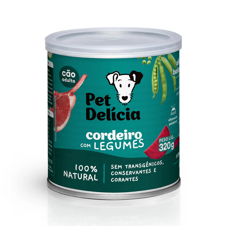 Patê Pet Delícia Natural Para Cães Sabor Cordeiro com Legumes 320g