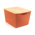 Organizadora Oikos Terracota 18L com tampa de Bambu - Organizador para brinquedos