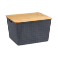 Organizadora Oikos Cinza 18L com tampa de Bambu - Organizador para brinquedos