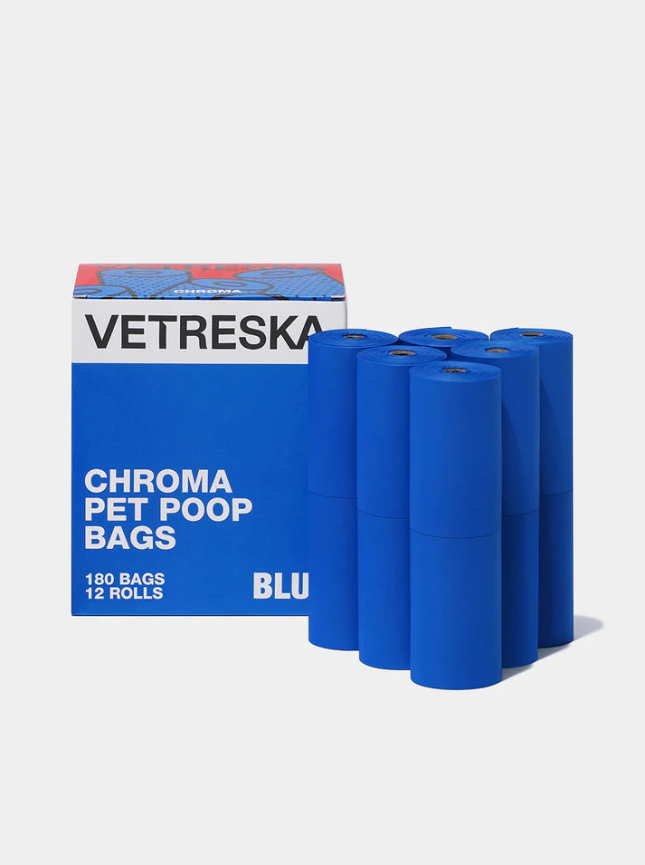 Vetreska Chroma Poop Bags Blue – 12 Rolos de Refil Azul