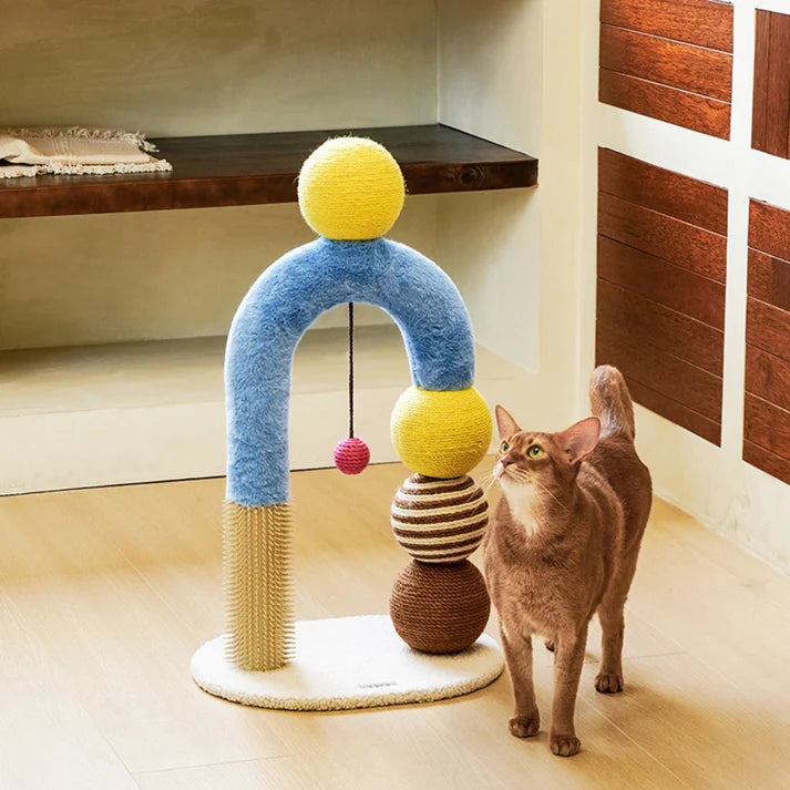 Arranhador Brinquedo para Gatos Arco com Bola Artístico - Zeze