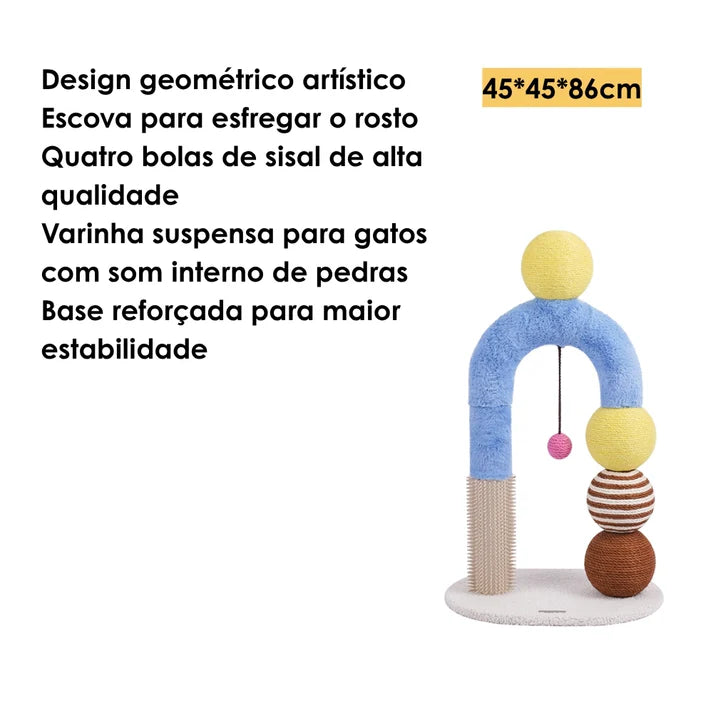 Arranhador Brinquedo para Gatos Arco com Bola Artístico - Zeze