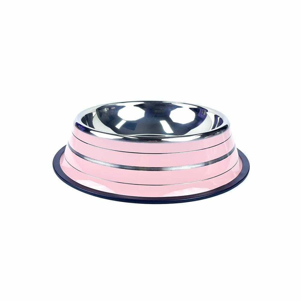 Comedouro Listrado Inox Rosa Jambo