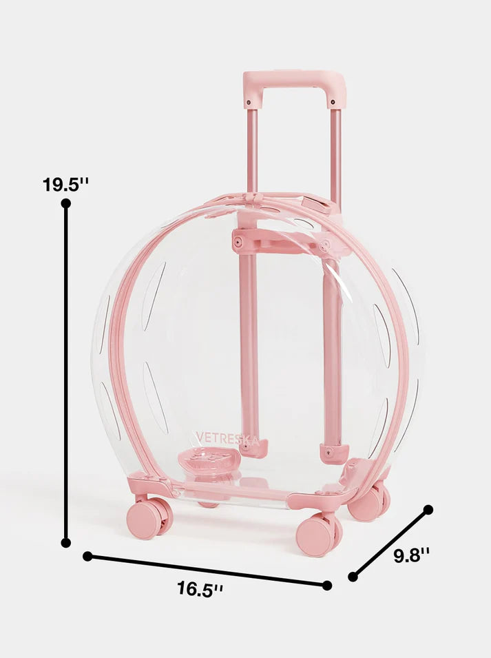 Vetreska Bubble Pet Carrier Pink and Transparent - Mochila com Rodinhas