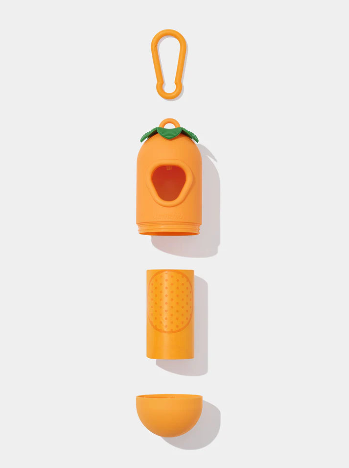Vetreska Tangerine Poop Bags & Dispenser Set - 1 Cata Caca + 1 Rolo