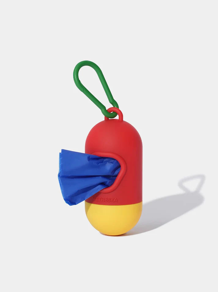 Vetreska Chroma Poop Bags & Dispenser Set Red - 1 Cata Caca + 1 Rolo