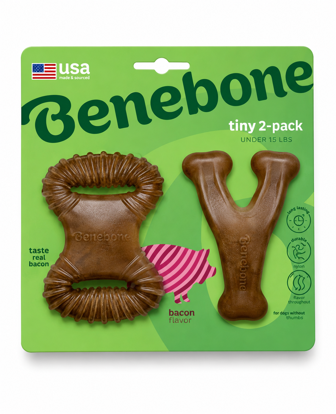 Benebone Tiny 2 Pack Bacon - Mordedor para cachorro