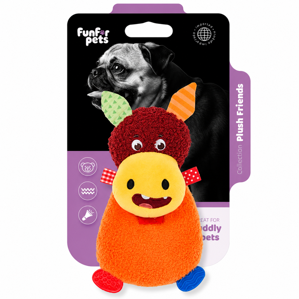 Funforpets Fluffy Plush Cow With Sound - Naninha Interativa de Pelúcia para Cães - Vaca