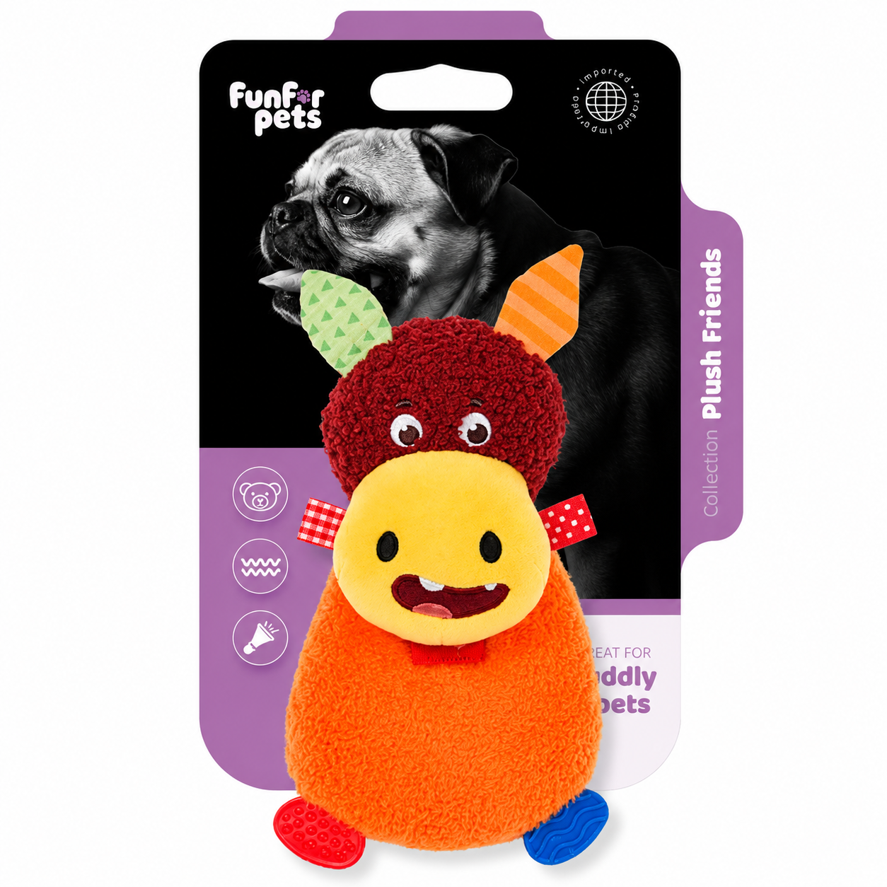 Funforpets Fluffy Plush Cow With Sound - Naninha Interativa de Pelúcia para Cães - Vaca