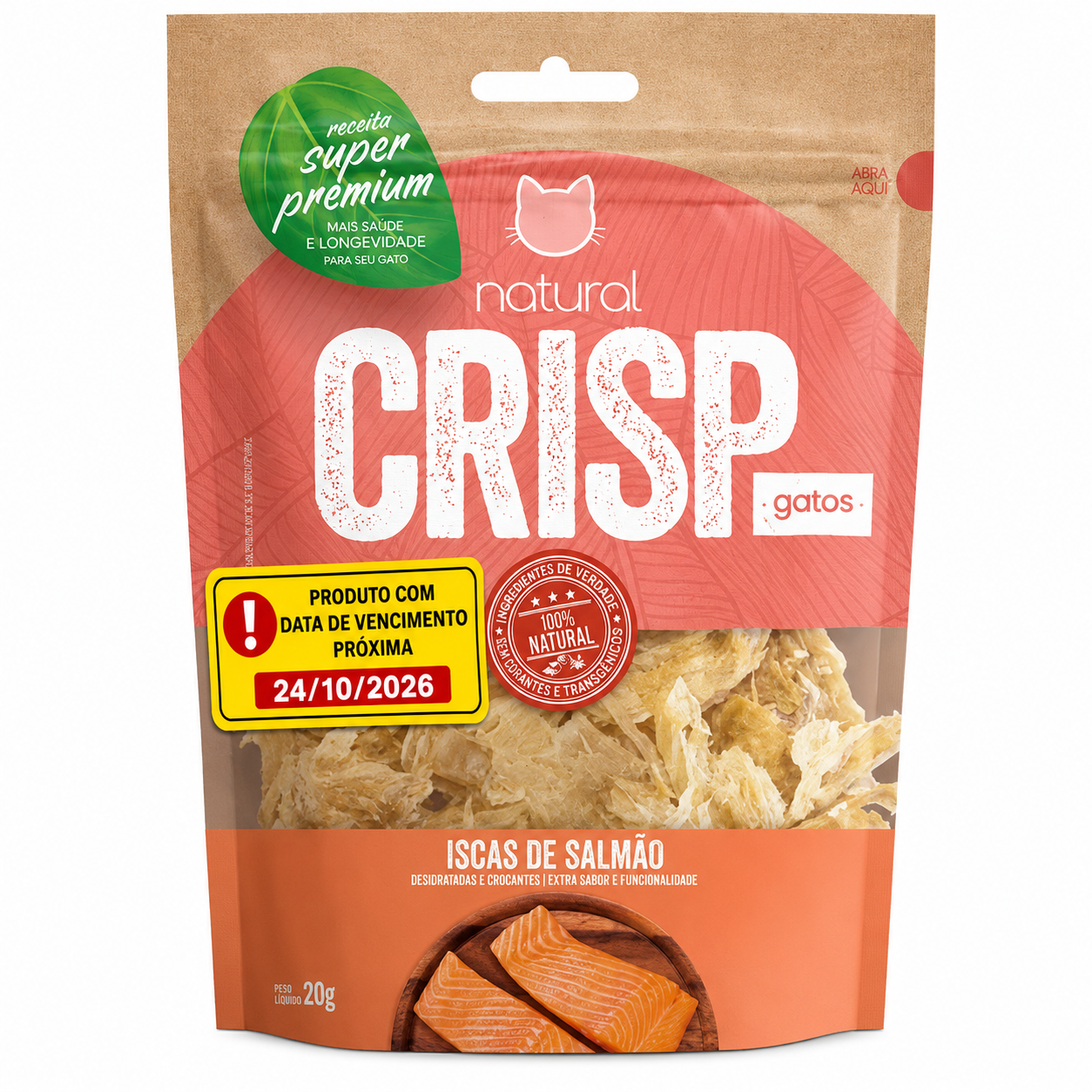 Petisco Natural Crisp Para Gatos Sabor Iscas de Salmão 20g