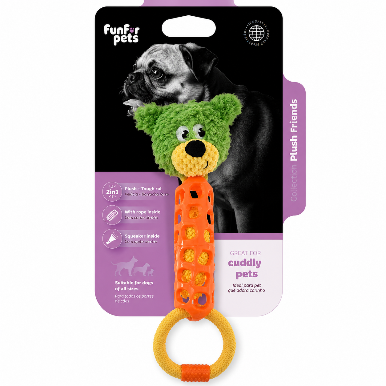 Funforpets Plush TPR Body Sound - Brinquedo de Pelúcia Multissensorial para Cães