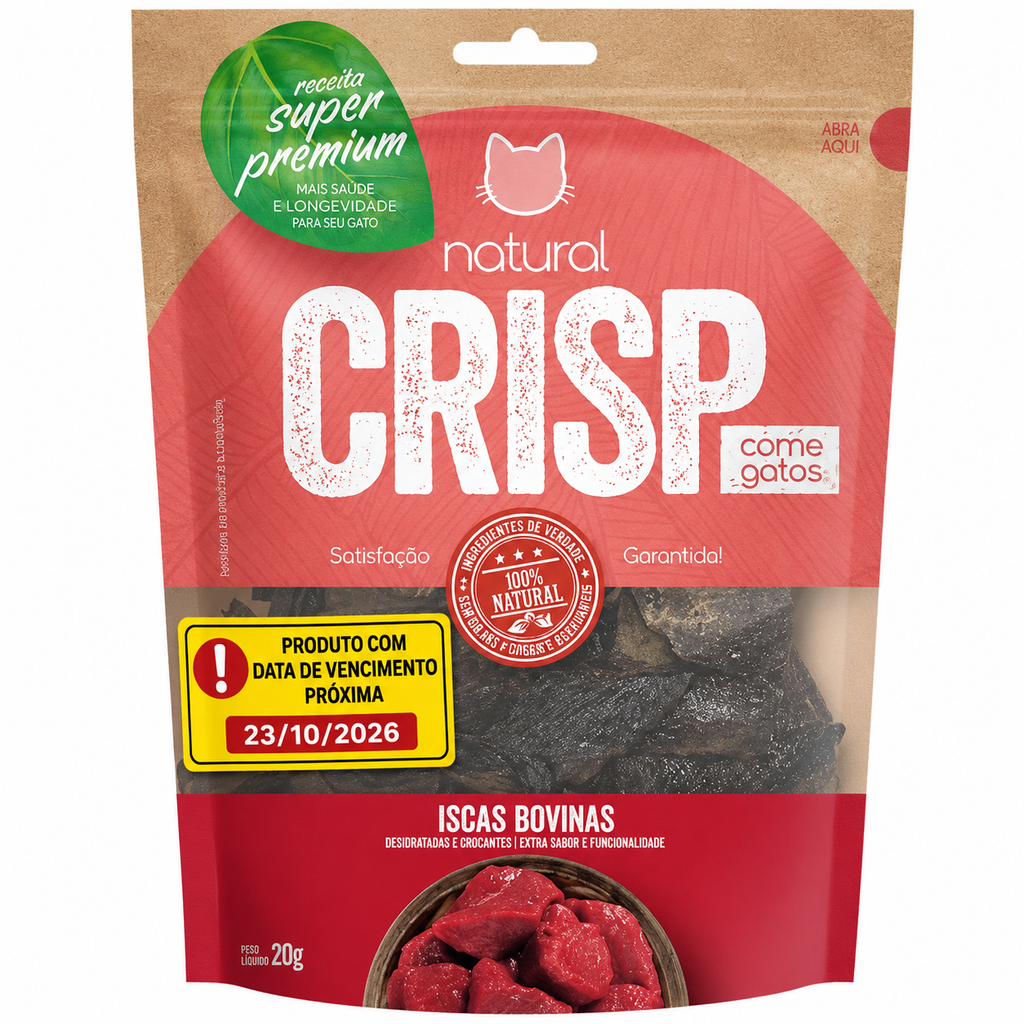 Petisco Natural Crisp Para Gatos Sabor Iscas Bovinas 20g