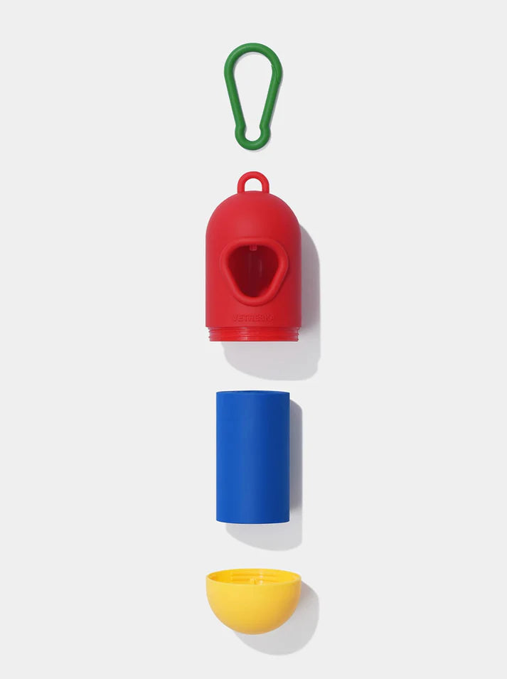 Vetreska Chroma Poop Bags & Dispenser Set Red - 1 Cata Caca + 1 Rolo
