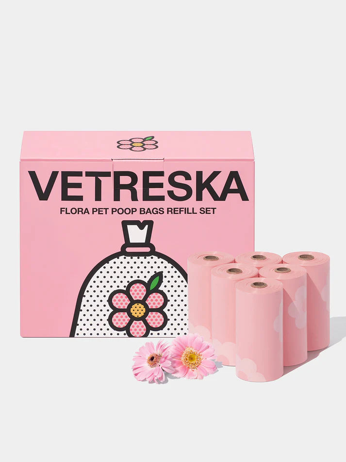 Vetreska Flora Poop Bags - Conjunto de Sacos Cata Caca 12 Rolos