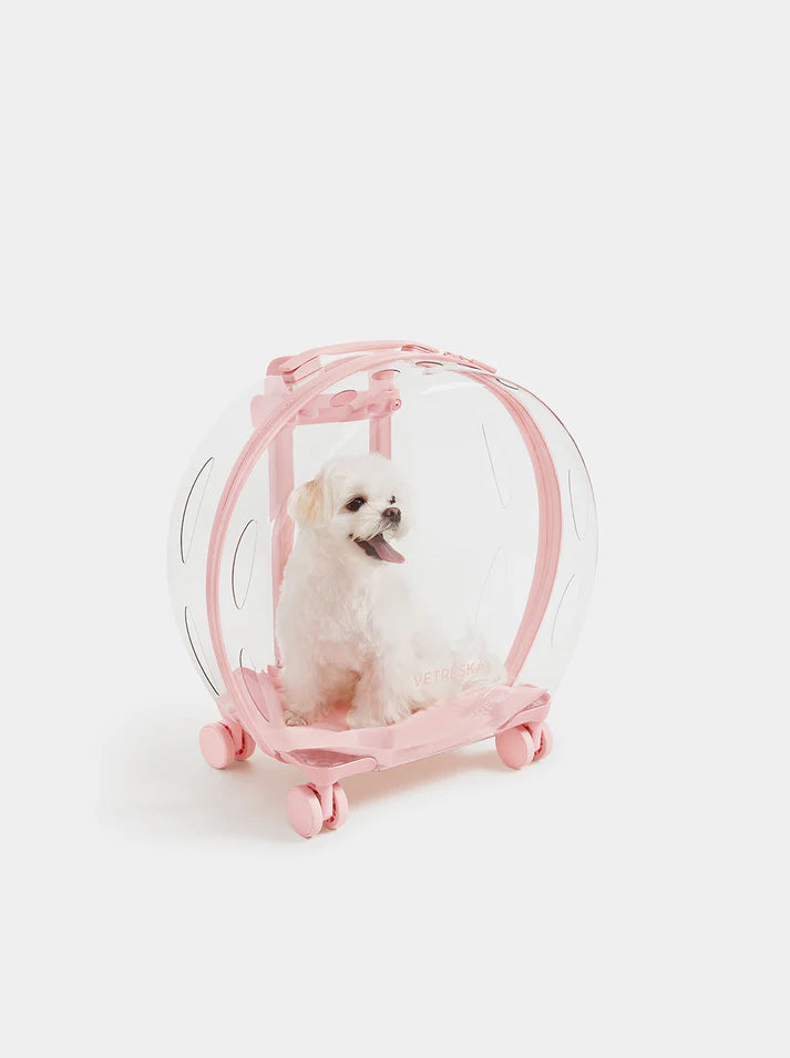 Vetreska Bubble Pet Carrier Pink and Transparent - Mochila com Rodinhas