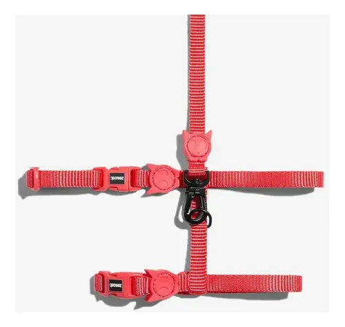 Peitoral com Guia para Gatos Zee.Cat Neon Coral