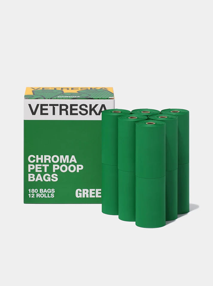Vetreska Chroma Poop Bags Green – Conjunto de Sacos Cata Caca 12 Rolos