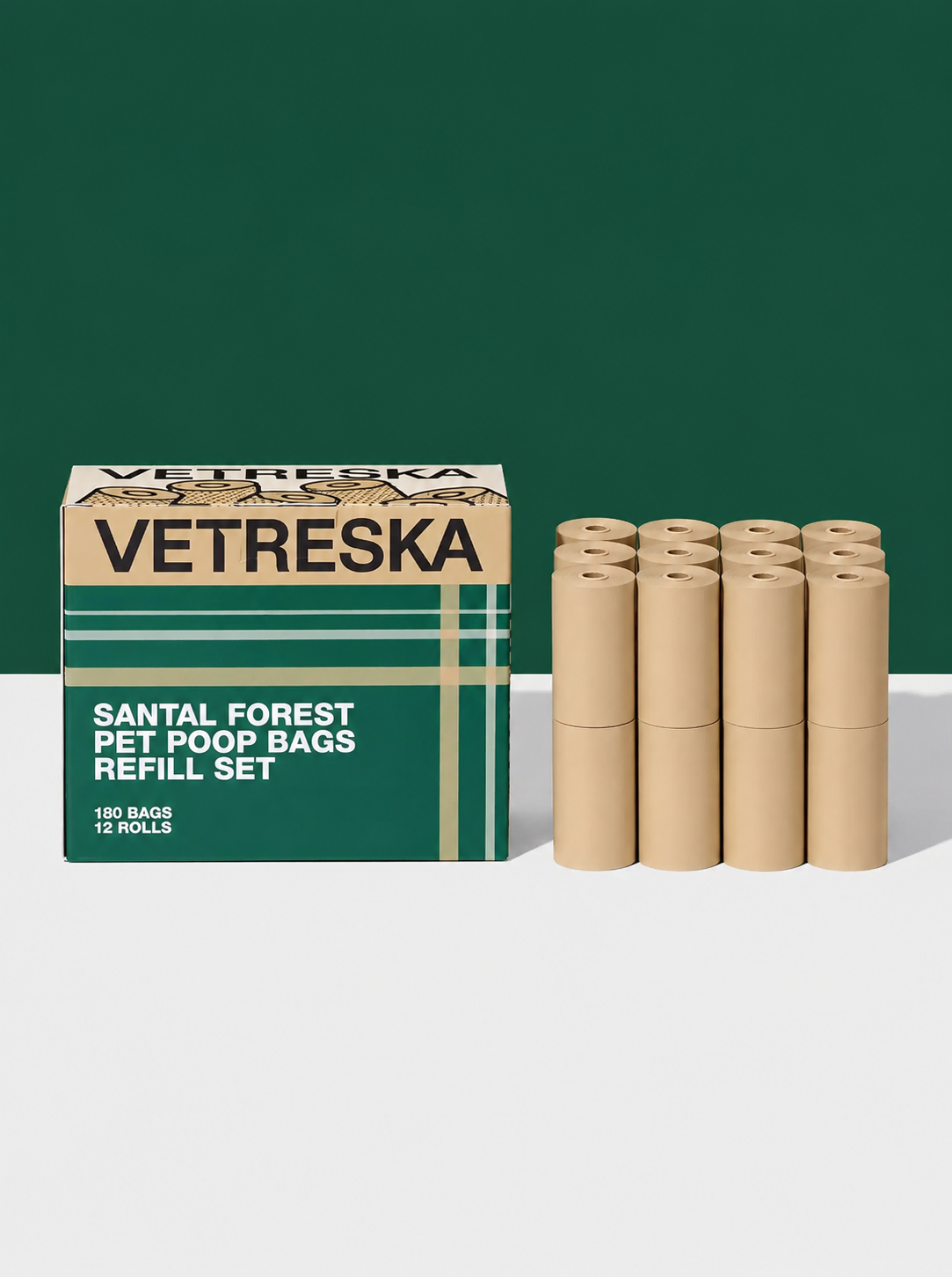 Vetreska Santal Forest Pet Poop Bags Refill Set (12 Rolos)