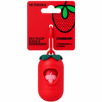 Vetreska Strawberry Poop Bags & Dispenser Set - 1 Cata Caca + 1 Rolo