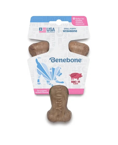 Benebone Wishbone Puppy Bacon - Mordedor para cachorro pequeno e filhotes