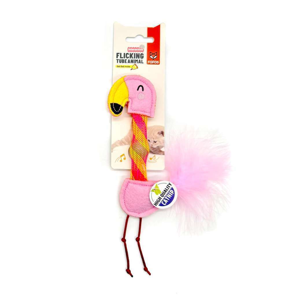 Brinquedo para Gatos FOFOS - Tube Ball Toy Flamingo com Catnip