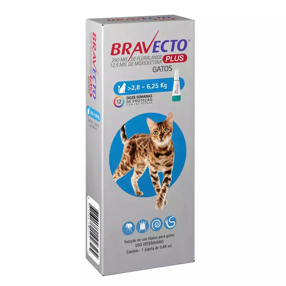 Anti Pulgas Bravecto Plus para Gatos de 2,8kg a 6,2kg